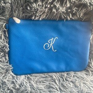 New in bag with tags Thirty One Rubie Mini bag blue w/ silver inital K monogram